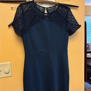 Banana Republic Navy Mini Dress with Lace Detail
